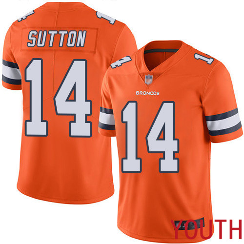 Youth Denver Broncos 14 Courtland Sutton Limited Orange Rush Vapor Untouchable Football NFL Jersey